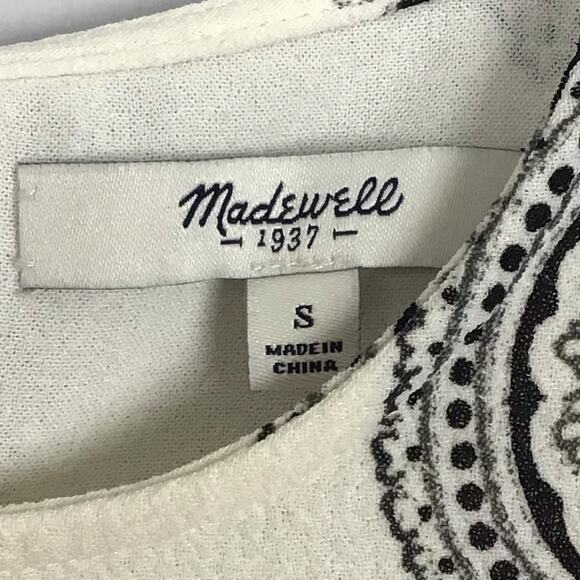 Madewell Tailored Tee Estate Paisley Cream Black Pullover Top Shirt sz Small - Picture 11 of 12